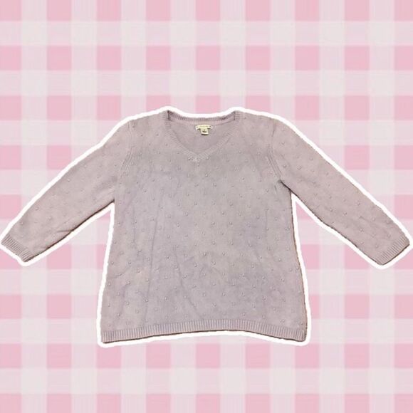 Croft and Barrow Pastel Purple Polka Dot Preppy 3/4 Sleeve Sweater Size Small - Picture 1 of 12